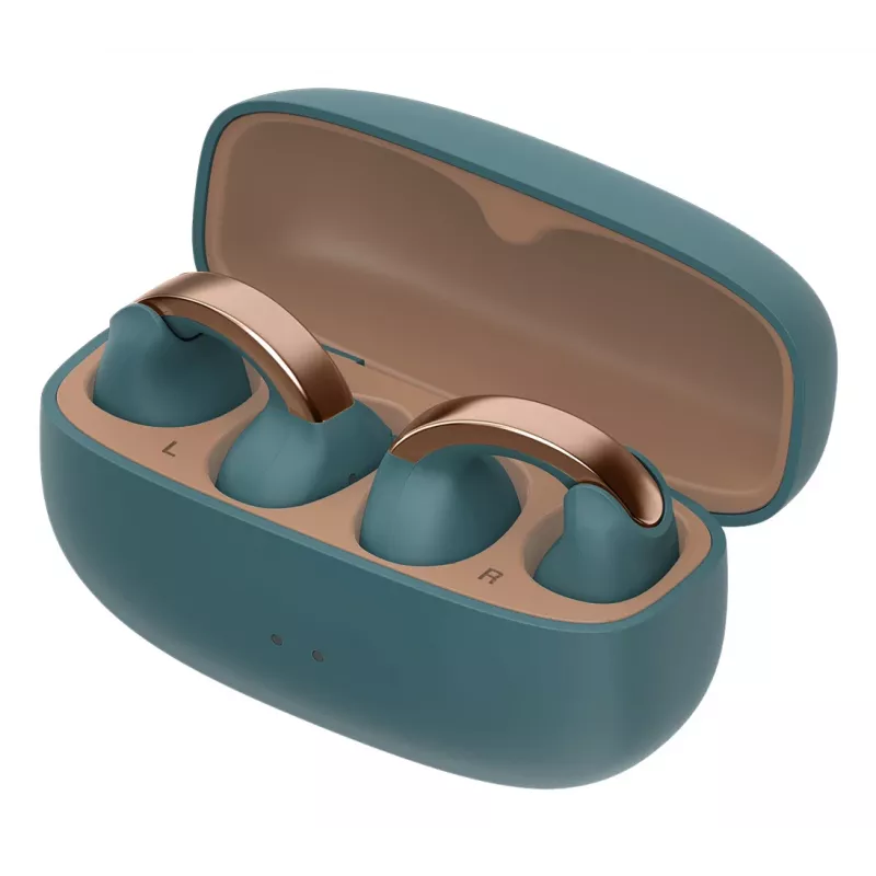 Headset JVC HA-NP1T True Wireless Stereo (TWS) com clipe auricular para chamadas/música USB Type-C Bluetooth azul, dourado