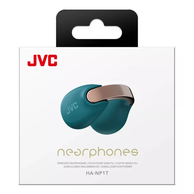 Headset JVC HA-NP1T True Wireless Stereo (TWS) com clipe auricular para chamadas/música USB Type-C Bluetooth azul, dourado