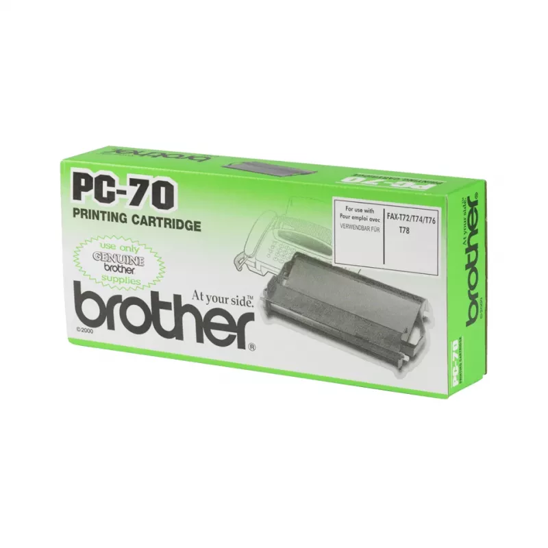 Cassete de fax Brother PC70 – preto, 140 páginas, compatível com FAXT72/74/76/78/7 Plus/92/94/96/98