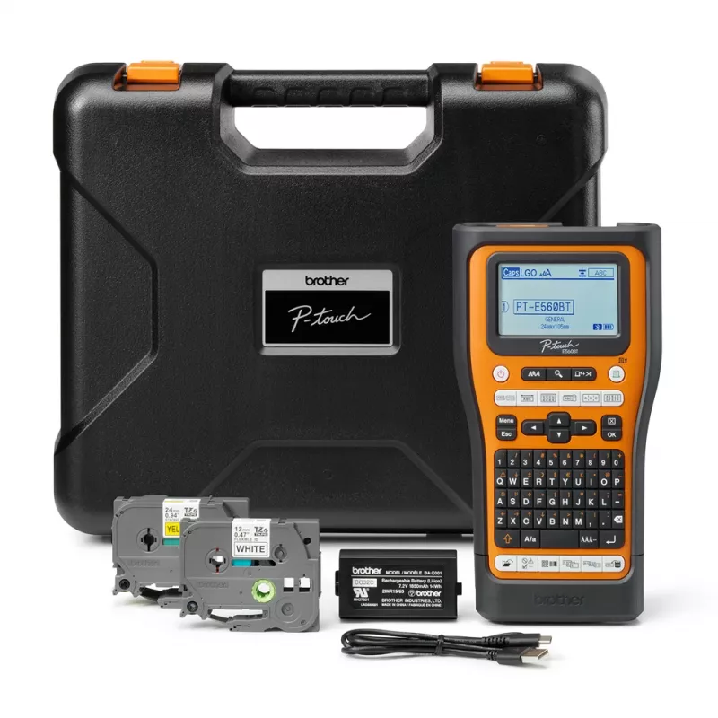 Impressora de etiquetas Brother PT-E560BTVP transferência térmica 180 x 180 DPI 20 mm/s com fios e sem fios HSE/TZe Bluetooth QWERTY