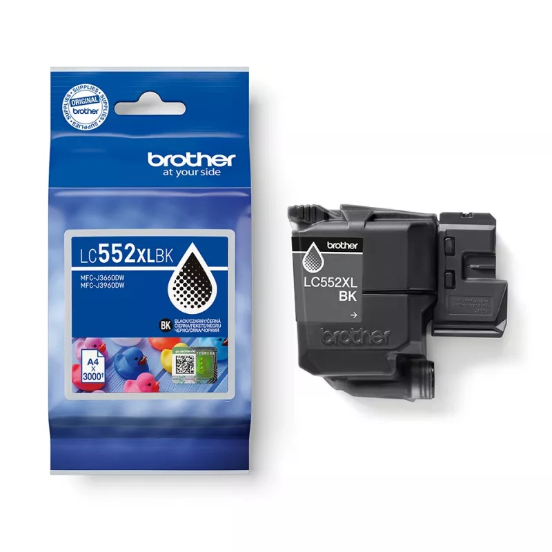 Tinteiro Brother LC552XLBK Original Preto Tinta pigmentada, embalagem individual, rendimento aprox. 3000 páginas