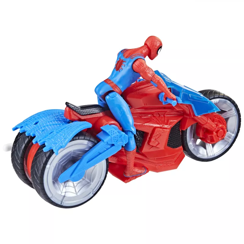 Marvel Spider-Man Spider-Man Web Blast Cycle conjunto de brincar para crianças com figura de ação Spider-Man articulada