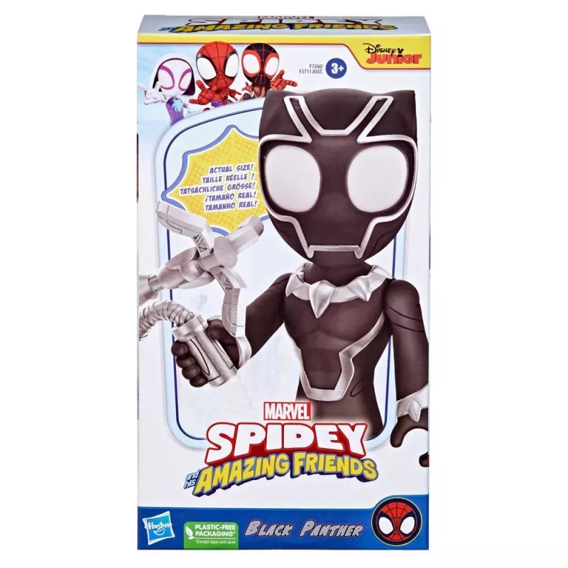 Figura de ação Marvel Spidey e os seus Super-Amigos Supersized Pantera Negra, brinquedo de super-herói pré-escolar