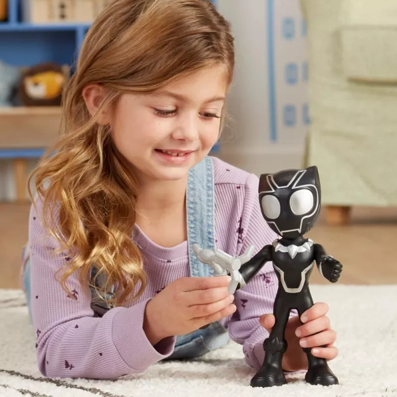 Figura de ação Marvel Spidey e os seus Super-Amigos Supersized Pantera Negra, brinquedo de super-herói pré-escolar