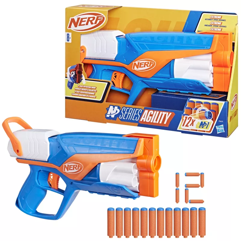 Blaster de brincar NERF N Series Agility azul laranja branco 8 anos