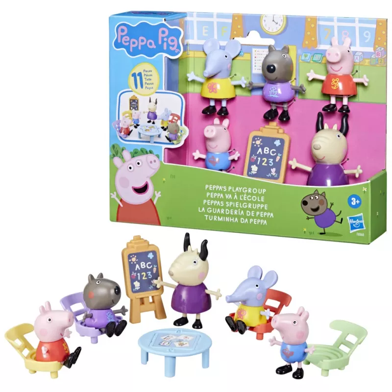 Hasbro Peppa Pig conjunto de brincar com 5 figuras e 6 acessórios, brinquedo pré-escolar para meninas e meninos de 3 anos e mais