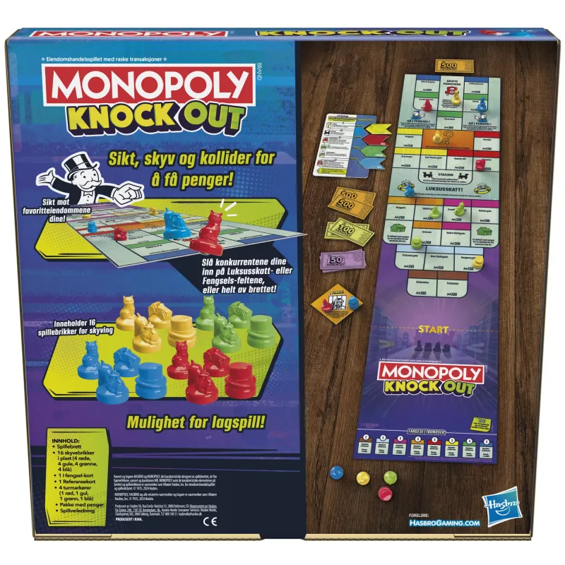 Monopoly Knockout jogo de família, jogos de tabuleiro rápidos para idade 8+, 2–8 jogadores, 20 min.