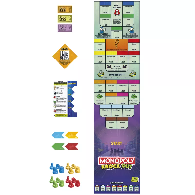 Monopoly Knockout jogo de família, jogos de tabuleiro rápidos para idade 8+, 2–8 jogadores, 20 min.