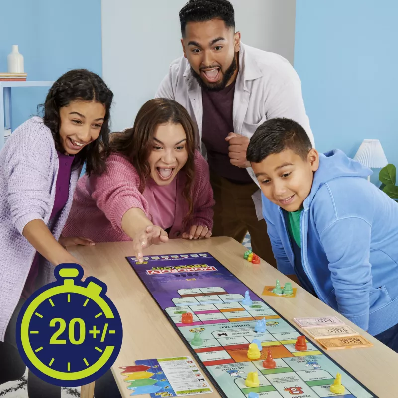 Monopoly Knockout jogo de família, jogos de tabuleiro rápidos para idade 8+, 2–8 jogadores, 20 min.