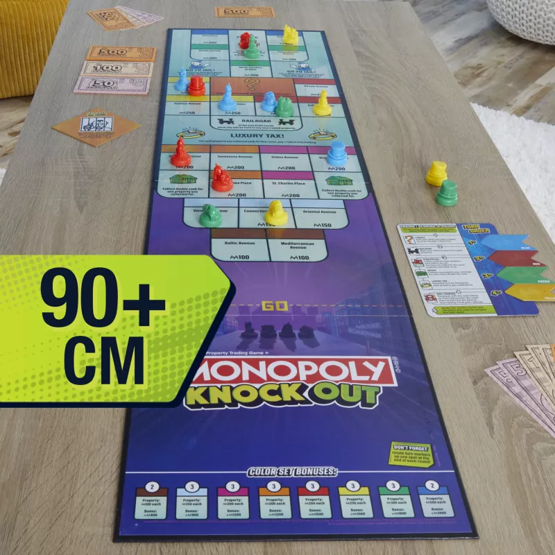 Monopoly Knockout jogo de família, jogos de tabuleiro rápidos para idade 8+, 2–8 jogadores, 20 min.