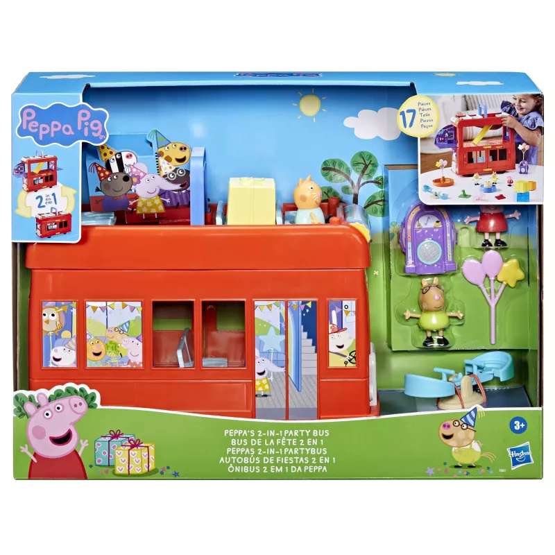 Peppa Pig autocarro de festa 2 em 1, ação/aventura, 3 ano(s), multicolor, plástico