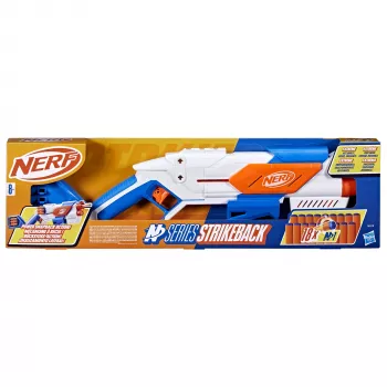 Blaster de brincar Nerf N Series Strikeback azul laranja branco 8+