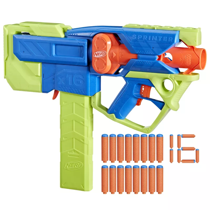 Blaster de brincar Nerf N Series Sprinter F8625 azul verde laranja