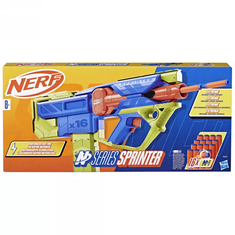 Blaster de brincar Nerf N Series Sprinter F8625 azul verde laranja