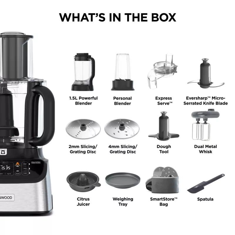 Robot de cozinha Kenwood FDM73.850SS 1000 W 3 L cinzento com balança integrada