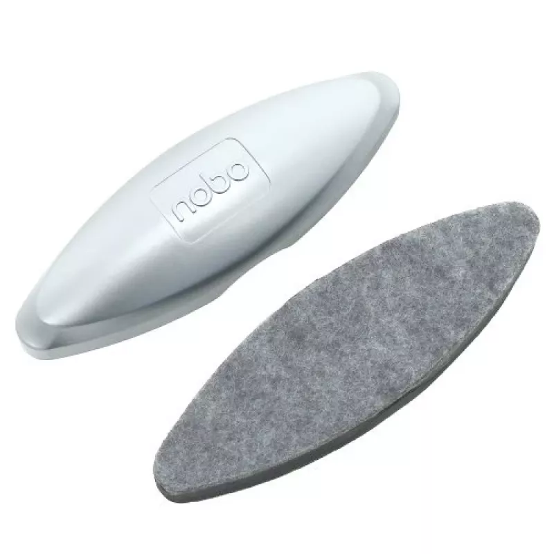 Apagador para quadro branco de vidro Nobo, panos de limpeza a seco para quadro, prateado, 42 mm, 200 mm, 58 mm, 90 g