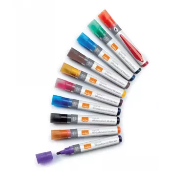 Marcadores de tinta líquida para quadro branco Nobo ponta redonda pack de 10, 10 unid., multicolor, ponta redonda, cores sortidas, 3 mm, 38 mm