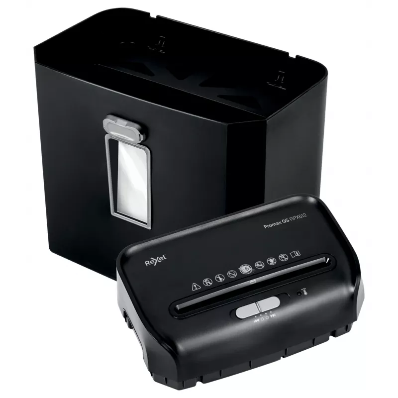 Destruidora de documentos Rexel ProMax RPX612 corte cruzado P4, corte cruzado, 22 cm, 4 x 40 mm, 12 L, 132 folhas, 58 dB