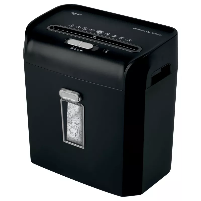 Destruidora de documentos Rexel ProMax RPX612 corte cruzado P4, corte cruzado, 22 cm, 4 x 40 mm, 12 L, 132 folhas, 58 dB