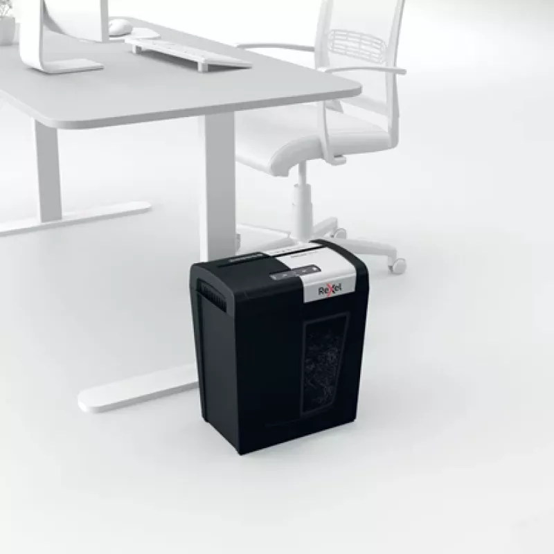Destruidora de documentos Rexel Secure MC6 Whisper-Shred microcorte P5, microcorte, 2 x 15 mm, 18 L, 175 folhas, 55 dB, botões