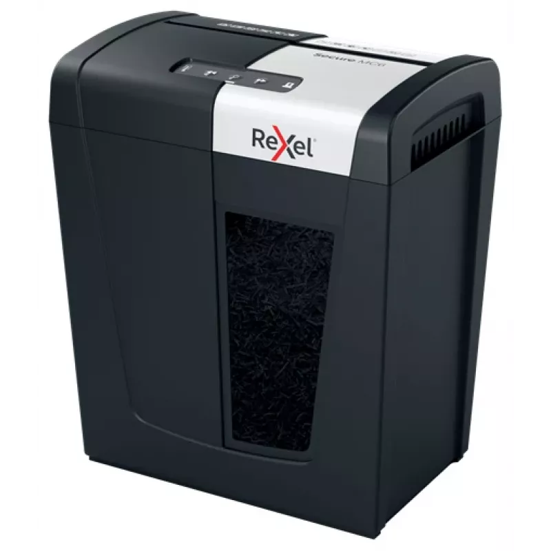 Destruidora de documentos Rexel Secure MC6 Whisper-Shred microcorte P5, microcorte, 2 x 15 mm, 18 L, 175 folhas, 55 dB, botões