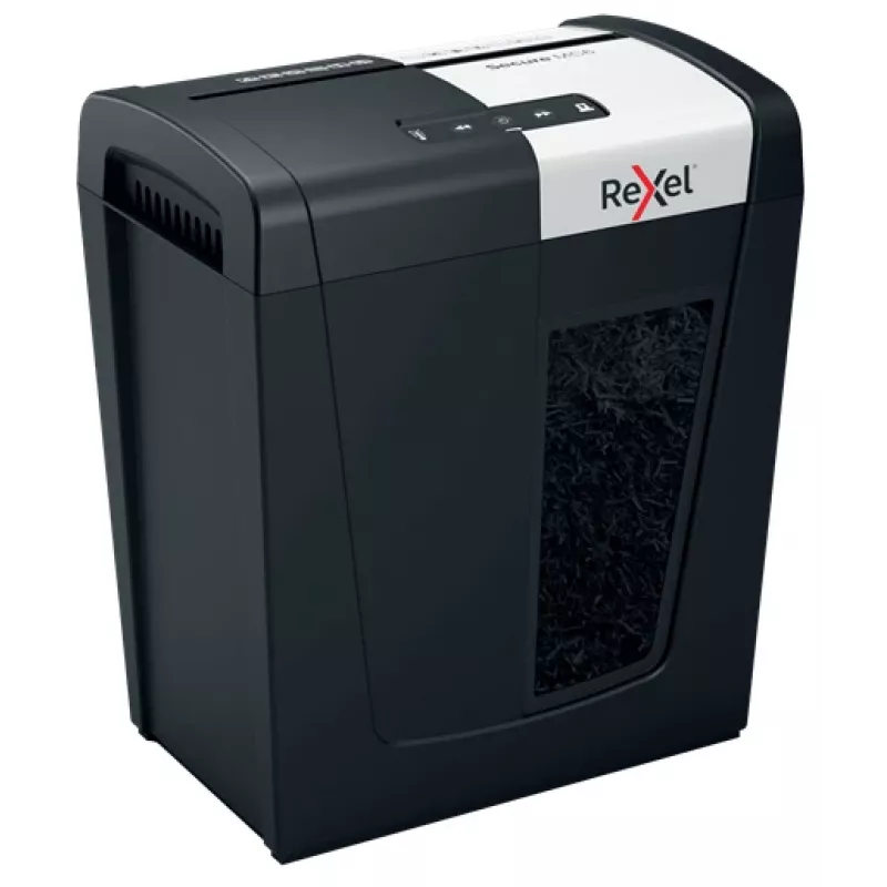 Destruidora de documentos Rexel Secure MC6 Whisper-Shred microcorte P5, microcorte, 2 x 15 mm, 18 L, 175 folhas, 55 dB, botões