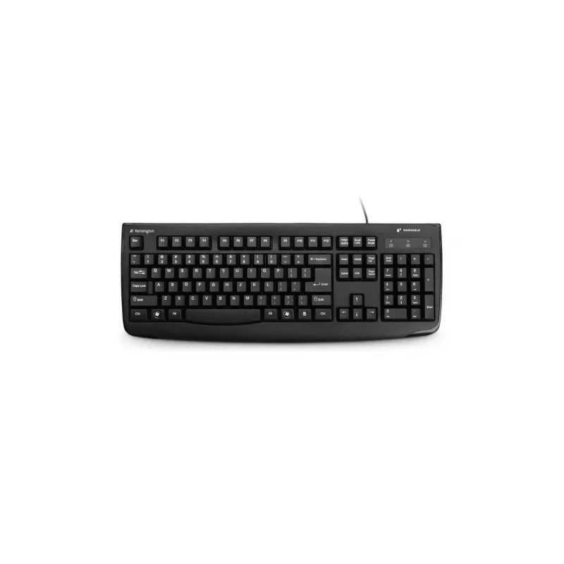 Kensington K:Keybrd Washable ProFitUSB ES, tamanho completo (100%), com fios, USB, QWERTY, preto
