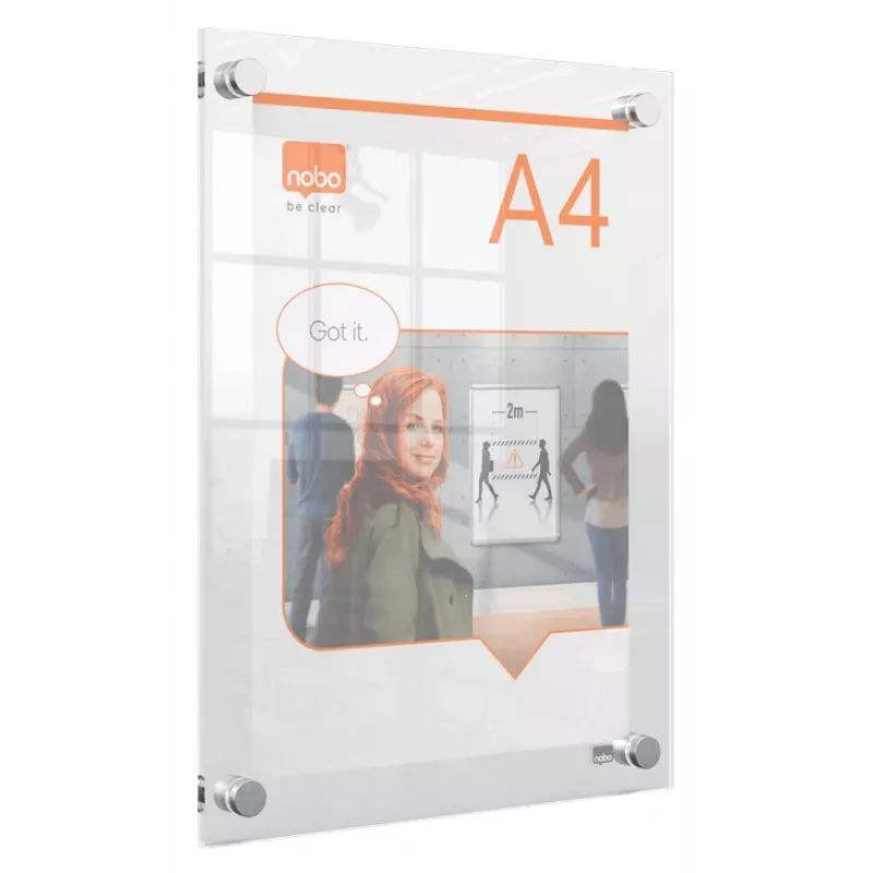 Moldura de parede para póster de acrílico transparente Nobo Premium Plus A4
