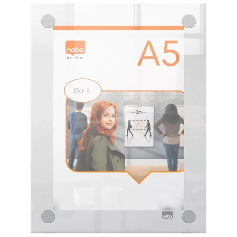 Moldura de parede para póster de acrílico transparente Nobo Premium Plus A5