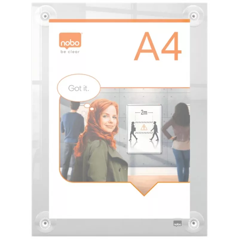 Suporte de parede em acrílico transparente Nobo Premium Plus A4 para molduras de póster substituíveis