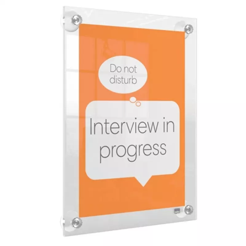 Suporte de parede em acrílico transparente Nobo Premium Plus A4 para molduras de póster substituíveis