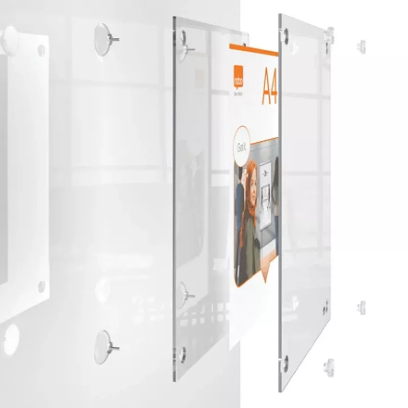 Suporte de parede em acrílico transparente Nobo Premium Plus A4 para molduras de póster substituíveis