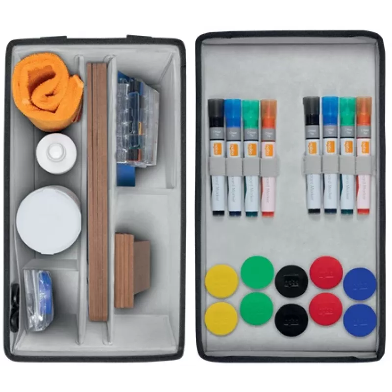 Conjunto de acessórios para quadro branco Nobo com bolsa, conjunto de acessórios, multicolor, 200 mm, 355 mm, 230 mm, bolsa