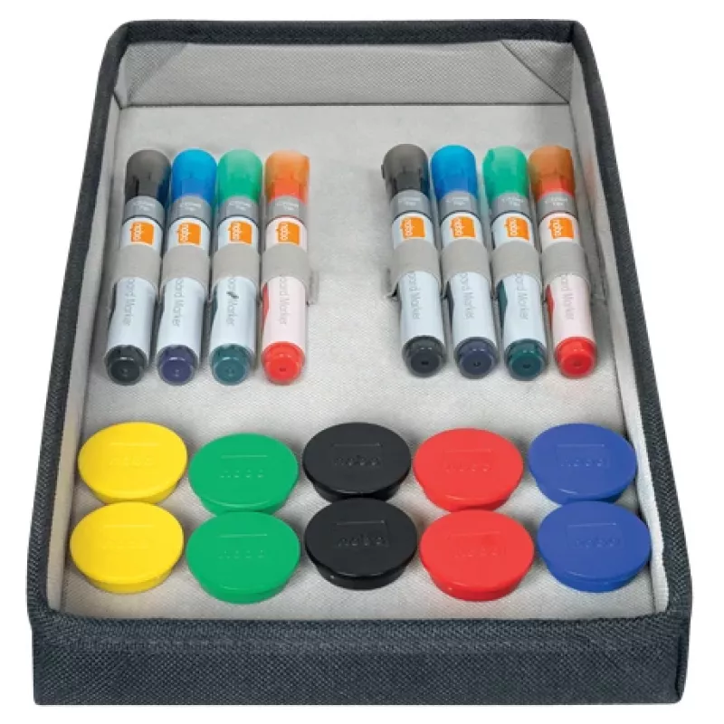 Conjunto de acessórios para quadro branco Nobo com bolsa, conjunto de acessórios, multicolor, 200 mm, 355 mm, 230 mm, bolsa
