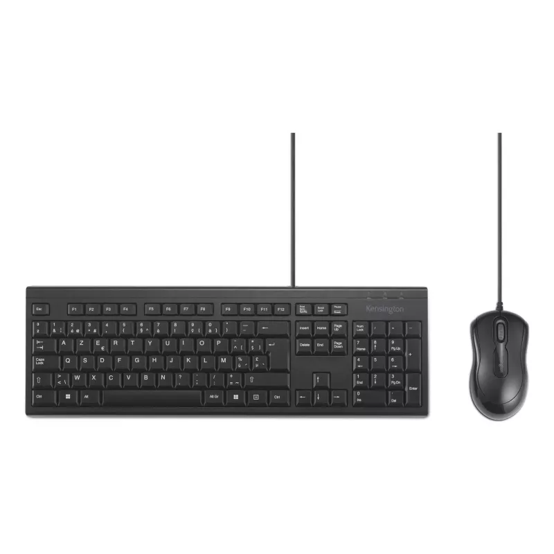 Kensington K75452BE, com fios, USB, membrana, AZERTY, preto, rato incluído