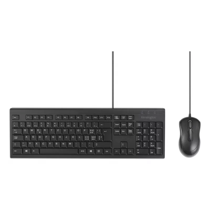 Kensington K75452CH, com fios, USB, membrana, QWERTZ, preto, rato incluído