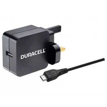 Duracell carregador de parede 2.4A e cabo micro-USB 1M, interior, AC, 2.4 A, preto