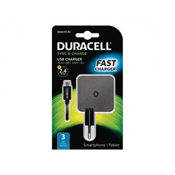 Duracell carregador de telefone/tablet 2.4A, interior, AC, 5 V, 2,4 A, preto