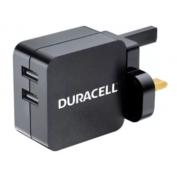Duracell 2x2,4A carregador USB para telefone/tablet, interior, AC, 5 V, preto