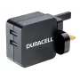 Duracell 2x2,4A carregador USB para telefone/tablet, interior, AC, 5 V, preto