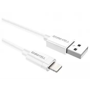Cabo de sincronização/carregamento Duracell 1 metro branco, 1 m, USB A, Lightning, 2.0, branco