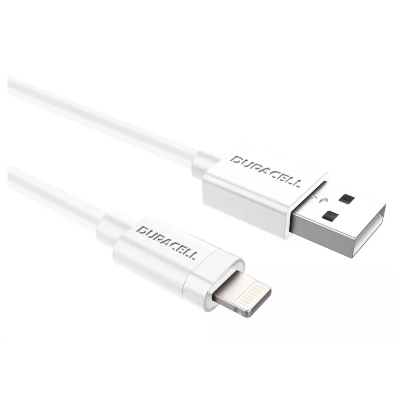 Cabo de sincronização/carregamento Duracell 1 metro branco, 1 m, USB A, Lightning, 2.0, branco