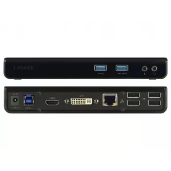 Docking station 2-Power USB 3.0 Dual Display, docking, 3,5 mm, USB Type-A, USB Type-B, 10,100,1000 Mbit/s, preto, 5 Gbit/s