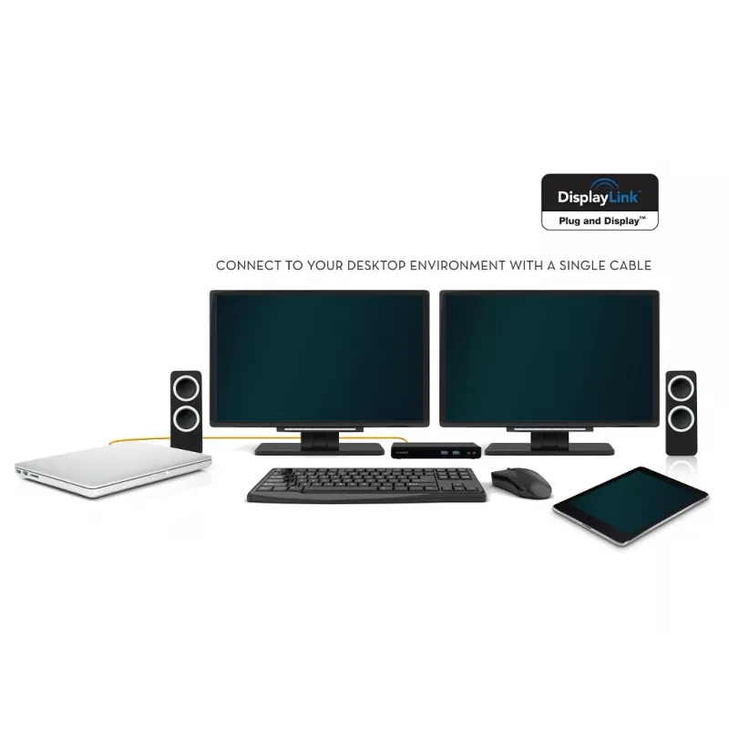 Docking station 2-Power USB 3.0 Dual Display, docking, 3,5 mm, USB Type-A, USB Type-B, 10,100,1000 Mbit/s, preto, 5 Gbit/s