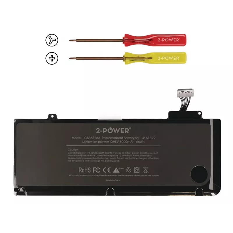 Bateria de portátil 2-Power 10,95 V 6000 mAh Li-Polymer, bateria, Apple MacBook Pro 13