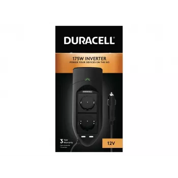Inversor Duracell 175W com tomada dupla EU, Universal, Interior, 12 V, 175 W, 12 V, DC1-to-DC2