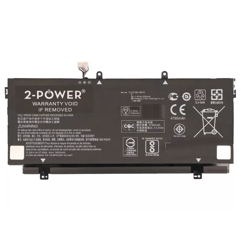 Bateria de portátil 2-Power 11,55 V 5020 mAh Li-Polymer, bateria, HP Spectre x360 13-ac000