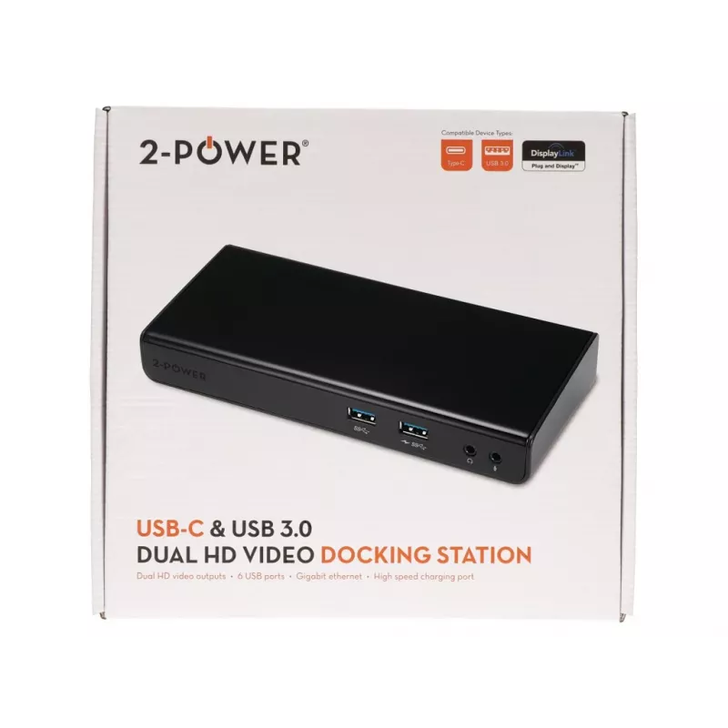 Cabo para docking station/replicador de portas para portátil 2-Power DOC0110A com fios USB 3.2 Gen 1 (3.1 Gen 1) Type-B preto
