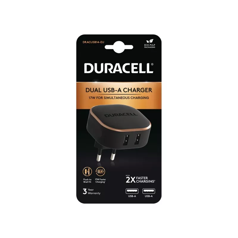 Duracell DRACUSB14-EU carregador móvel preto