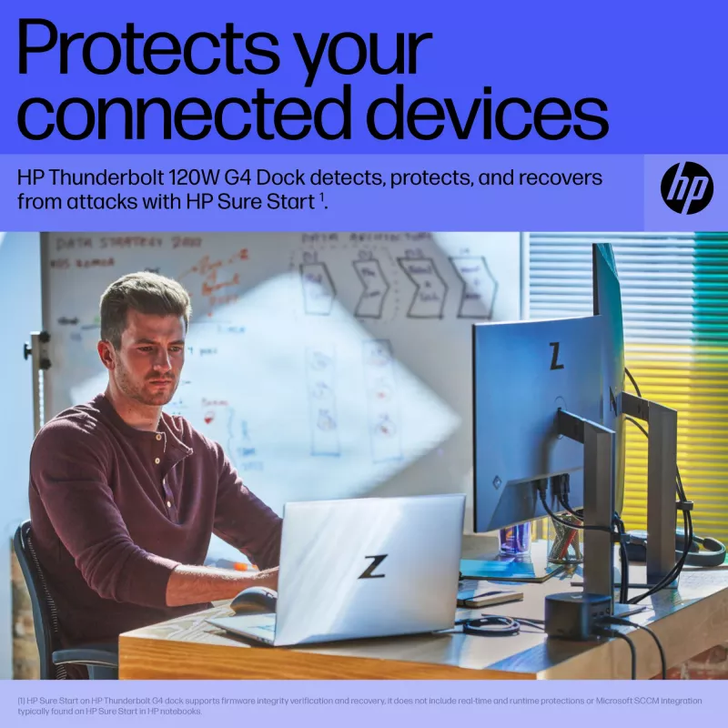 HP Thunderbolt Dock 120W G4, com fios, Thunderbolt 4, preto, Kensington, China, Tailândia, Taiwan, Empresarial